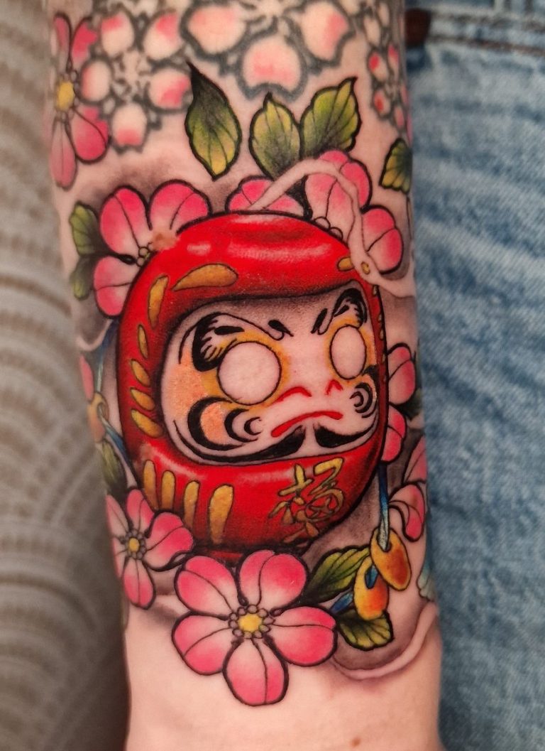 tattoo daruma neo japonais couleur toulouse