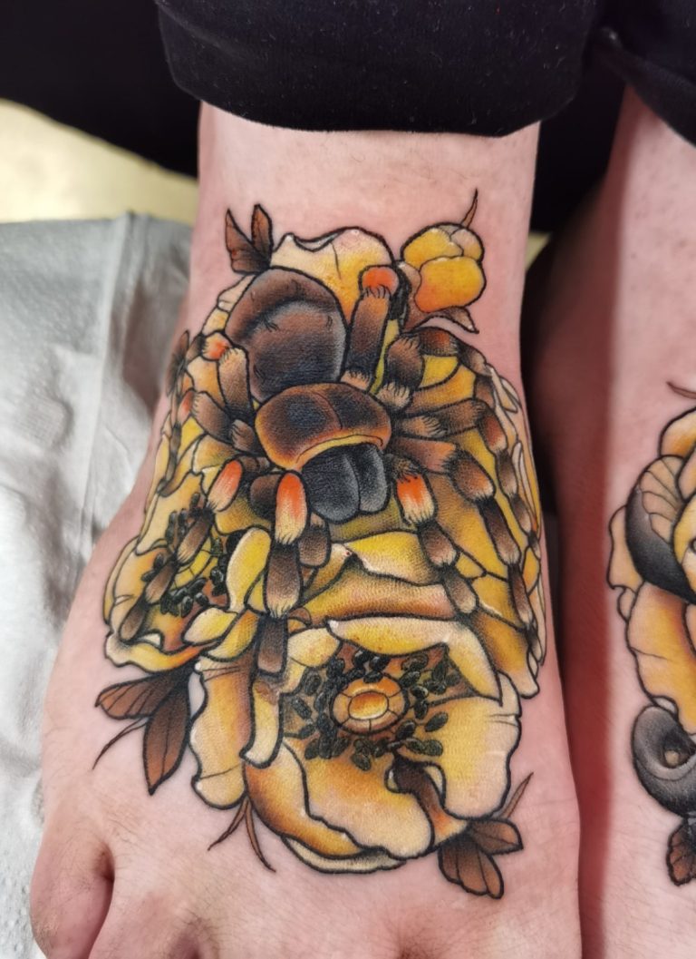 tattoo migale neo trad toulouse