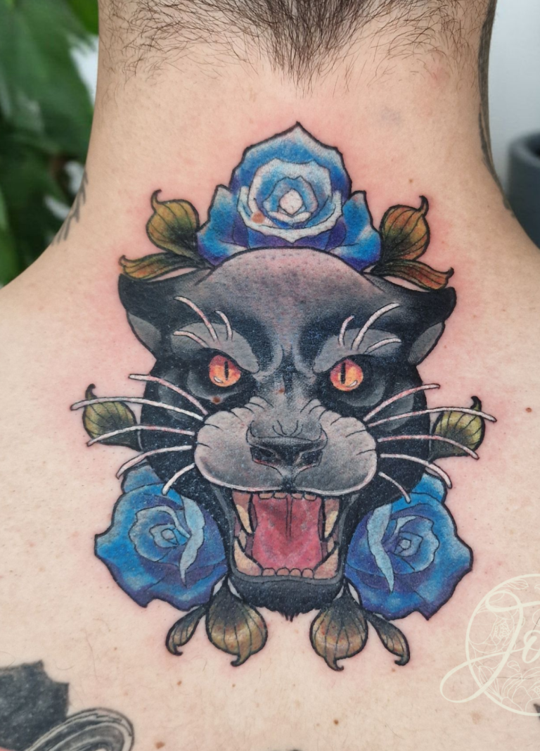 panthère tattoo fleur toulouse